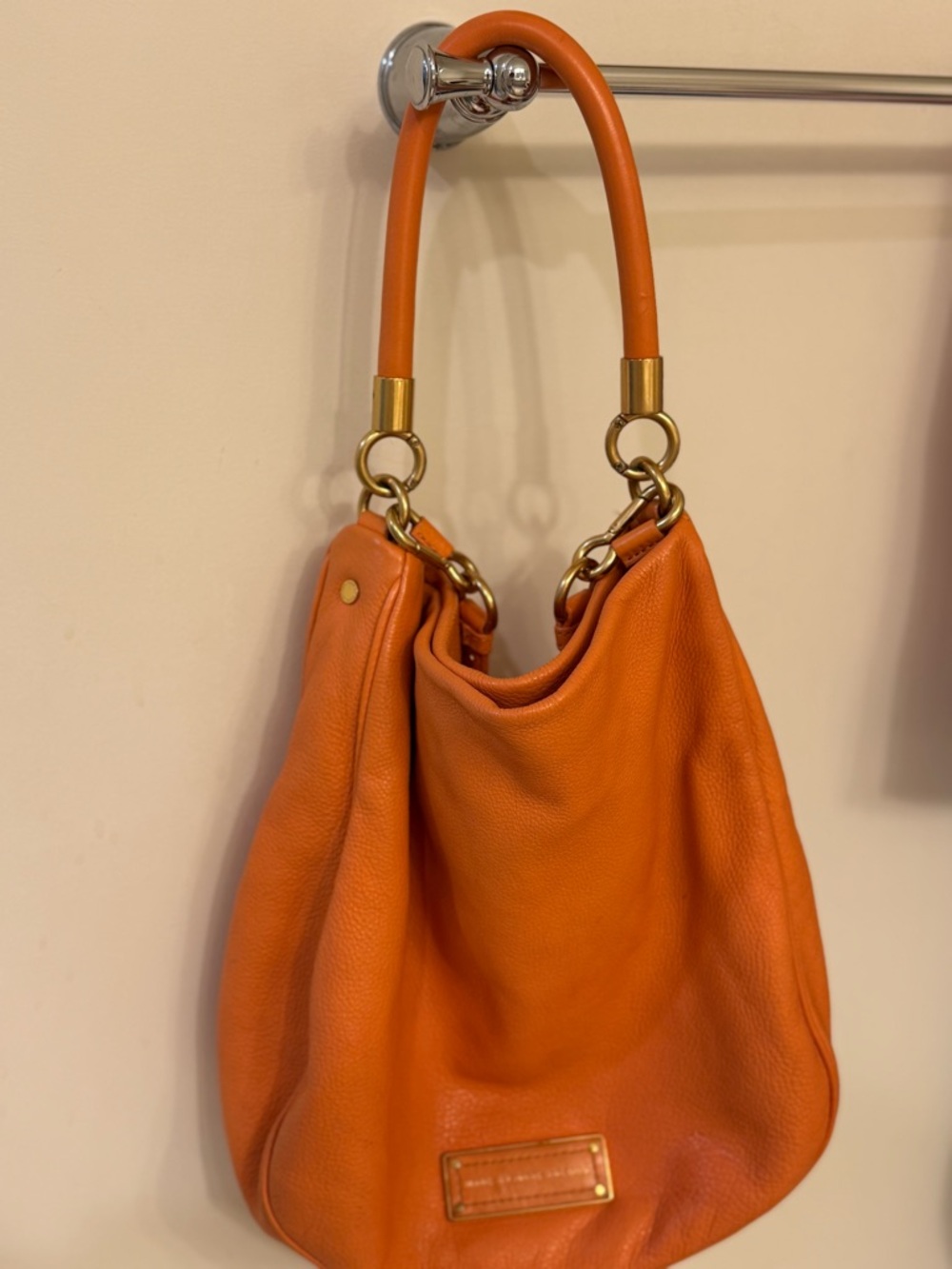 Orange Leather mark Jacob Hobo Bag with Gold Hardware